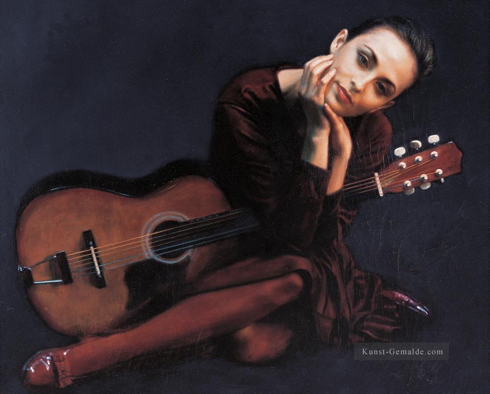 Frau mit Gitarre Chinese Chen Yifei Ölgemälde